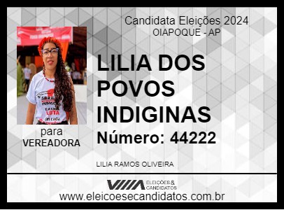 Candidato LILIA DOS POVOS INDIGINAS 2024 - OIAPOQUE - Eleições