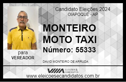 Candidato MONTEIRO MOTO TAXI 2024 - OIAPOQUE - Eleições