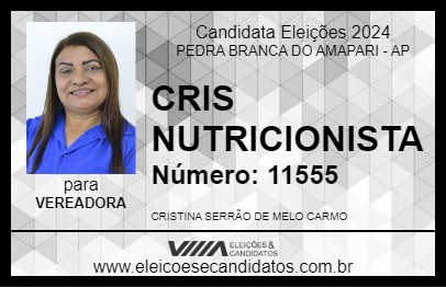 Candidato CRIS NUTRICIONISTA 2024 - PEDRA BRANCA DO AMAPARI - Eleições