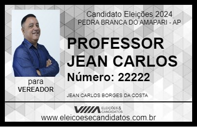 Candidato PROFESSOR JEAN CARLOS 2024 - PEDRA BRANCA DO AMAPARI - Eleições