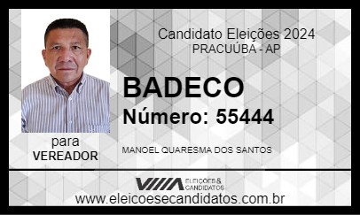 Candidato BADECO 2024 - PRACUÚBA - Eleições