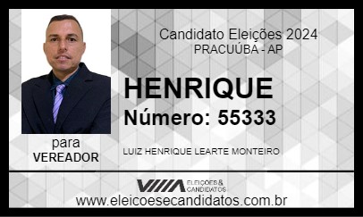 Candidato HENRIQUE 2024 - PRACUÚBA - Eleições