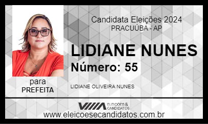 Candidato LIDIANE NUNES 2024 - PRACUÚBA - Eleições