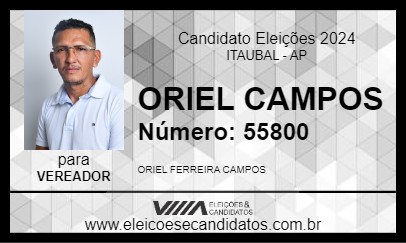 Candidato ORIEL CAMPOS 2024 - ITAUBAL - Eleições