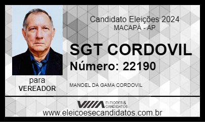 Candidato SGT CORDOVIL 2024 - MACAPÁ - Eleições