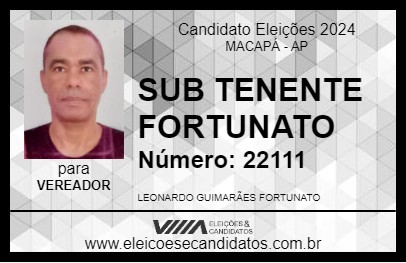 Candidato SUB TENENTE FORTUNATO 2024 - MACAPÁ - Eleições