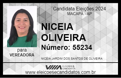 Candidato NICEIA OLIVEIRA 2024 - MACAPÁ - Eleições