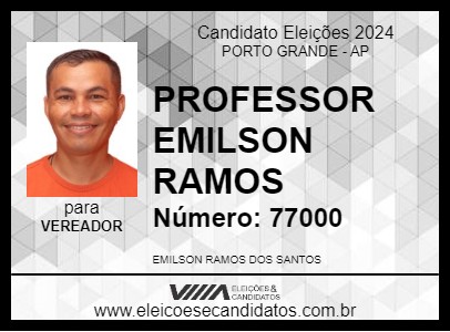 Candidato PROFESSOR EMILSON RAMOS 2024 - PORTO GRANDE - Eleições