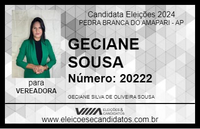 Candidato GECIANE SOUSA 2024 - PEDRA BRANCA DO AMAPARI - Eleições