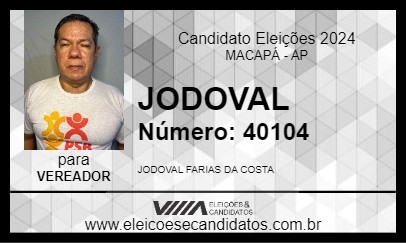 Candidato JODOVAL 2024 - MACAPÁ - Eleições