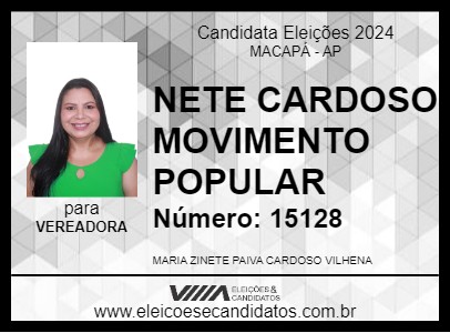 Candidato NETE CARDOSO MOVIMENTO POPULAR 2024 - MACAPÁ - Eleições