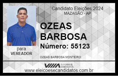 Candidato OZEAS BARBOSA 2024 - MAZAGÃO - Eleições