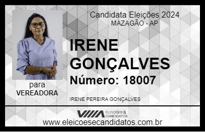 Candidato IRENE GONÇALVES 2024 - MAZAGÃO - Eleições