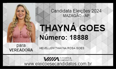 Candidato THAYNÁ GOES 2024 - MAZAGÃO - Eleições