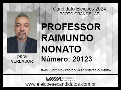 Candidato PROFESSOR RAIMUNDO NONATO 2024 - PORTO GRANDE - Eleições