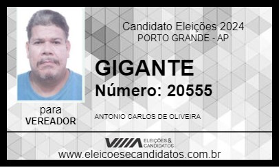 Candidato GIGANTE 2024 - PORTO GRANDE - Eleições