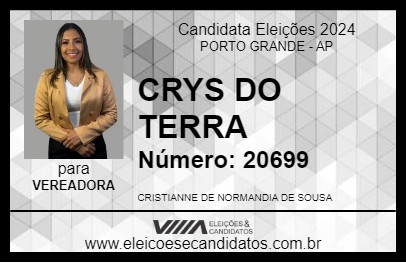 Candidato CRYS DO TERRA 2024 - PORTO GRANDE - Eleições