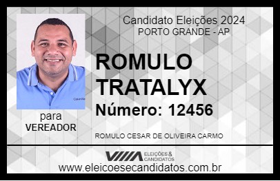 Candidato ROMULO TRATALYX 2024 - PORTO GRANDE - Eleições