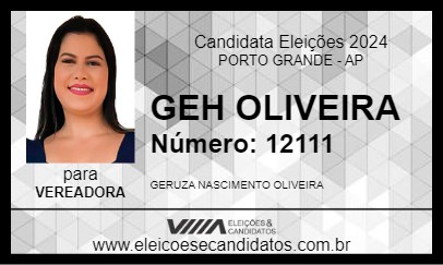 Candidato GEH OLIVEIRA 2024 - PORTO GRANDE - Eleições