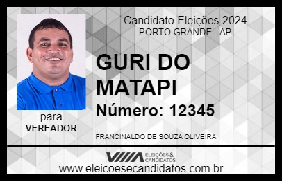 Candidato GURI DO MATAPI 2024 - PORTO GRANDE - Eleições