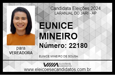 Candidato EUNICE MINEIRO 2024 - LARANJAL DO JARI - Eleições