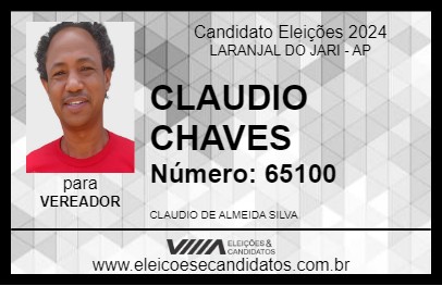 Candidato CLAUDIO CHAVES 2024 - LARANJAL DO JARI - Eleições