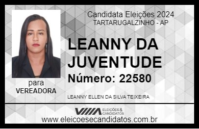 Candidato LEANNY DA JUVENTUDE 2024 - TARTARUGALZINHO - Eleições