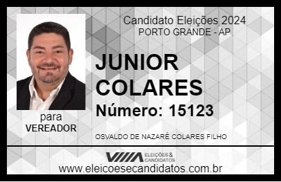 Candidato JUNIOR COLARES 2024 - PORTO GRANDE - Eleições