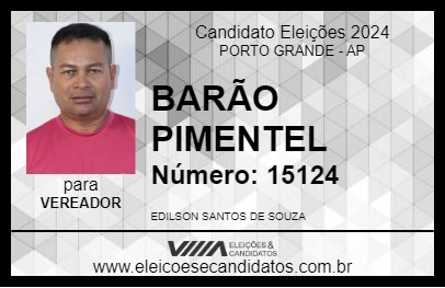 Candidato BARÃO PIMENTEL 2024 - PORTO GRANDE - Eleições