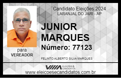 Candidato JUNIOR MARQUES 2024 - LARANJAL DO JARI - Eleições