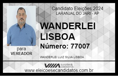 Candidato WANDERLEI LISBOA 2024 - LARANJAL DO JARI - Eleições