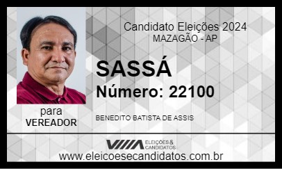 Candidato SASSÁ 2024 - MAZAGÃO - Eleições