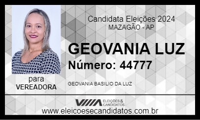 Candidato GEOVANIA LUZ 2024 - MAZAGÃO - Eleições