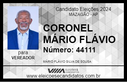 Candidato CORONEL MÁRIO FLÁVIO 2024 - MAZAGÃO - Eleições