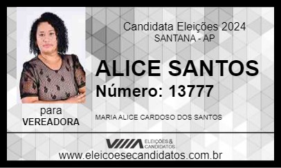 Candidato ALICE SANTOS 2024 - SANTANA - Eleições