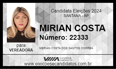 Candidato MIRIAN COSTA 2024 - SANTANA - Eleições