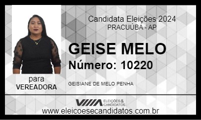 Candidato GEISE MELO 2024 - PRACUÚBA - Eleições