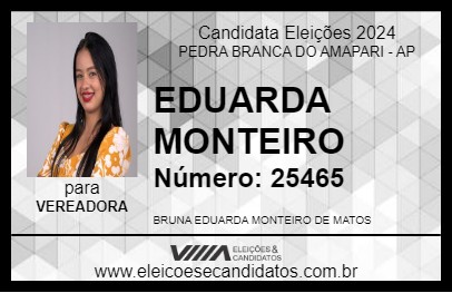 Candidato EDUARDA MONTEIRO 2024 - PEDRA BRANCA DO AMAPARI - Eleições