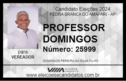 Candidato PROFESSOR DOMINGOS 2024 - PEDRA BRANCA DO AMAPARI - Eleições