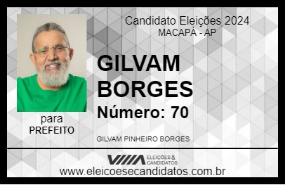 Candidato GILVAM BORGES 2024 - MACAPÁ - Eleições