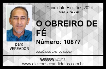 Candidato O OBREIRO DE FÉ 2024 - MACAPÁ - Eleições