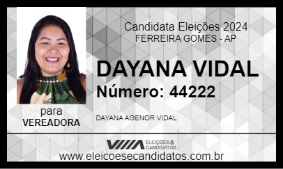 Candidato DAYANA VIDAL 2024 - FERREIRA GOMES - Eleições