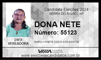 Candidato DONA NETE 2024 - SERRA DO NAVIO - Eleições