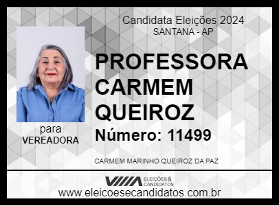 Candidato PROFESSORA CARMEM QUEIROZ 2024 - SANTANA - Eleições