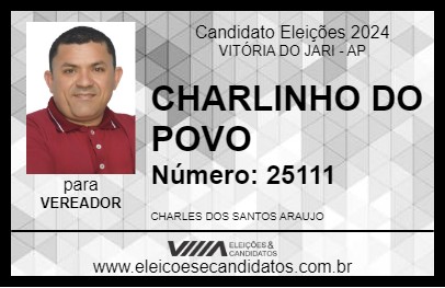 Candidato CHARLINHO DO POVO 2024 - VITÓRIA DO JARI - Eleições