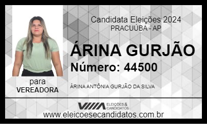 Candidato ÁRINA GURJÃO 2024 - PRACUÚBA - Eleições