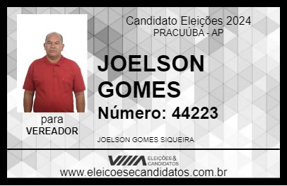 Candidato JOELSON GOMES 2024 - PRACUÚBA - Eleições