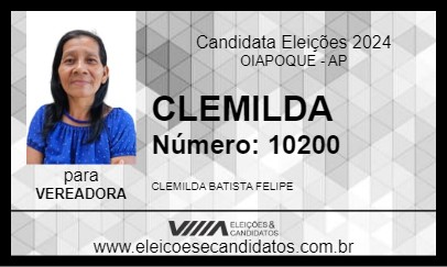 Candidato CLEMILDA 2024 - OIAPOQUE - Eleições