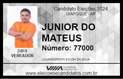 Candidato JUNIOR DO MATEUS 2024 - OIAPOQUE - Eleições