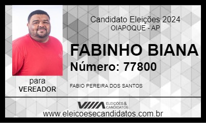 Candidato FABINHO BIANA 2024 - OIAPOQUE - Eleições